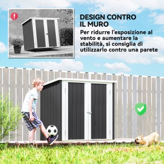 Casetta Giardino Acciaio Doppia Porta 147x86x134cm