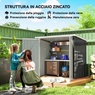Casetta Giardino Acciaio Doppia Porta 147x86x134cm