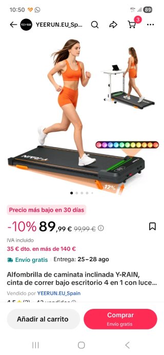 Cinta de correr YERUN sin desembalar