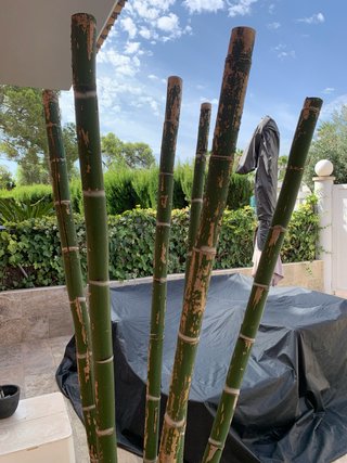 Maceta Decorativa Bambú y Piedras