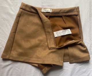 Falda pantalón marrón efecto ante