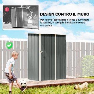 Capanno Porta Attrezzi in Metallo Grigio Chiaro