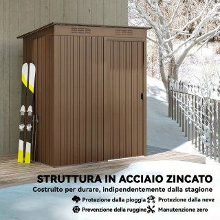 Casetta Giardino Metallo Marrone 159x106x181 cm