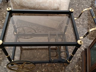Mesa camarera botellero cristal y metal
