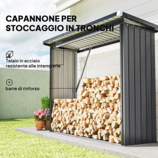 Capanno Portalegna Acciaio Esterno Tetto Inclinato