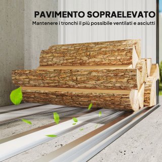Capanno Portalegna Acciaio Esterno Tetto Inclinato
