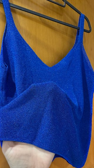Top Mango Lurex Azul Eléctrico Talla XL