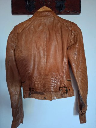 Chaqueta de piel Zara marrón Talla XS