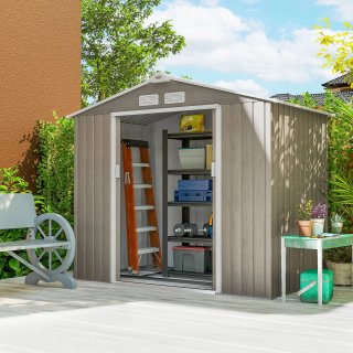 Casetta da Giardino in Metallo 2.1x1.3m Marrone