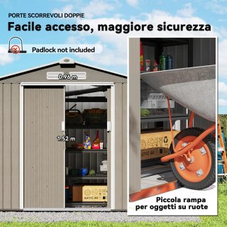 Casetta da Giardino in Metallo 2.1x1.3m Marrone