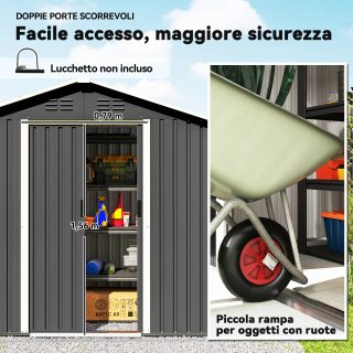 Casetta da Giardino Porta Attrezzi Acciaio Grigio
