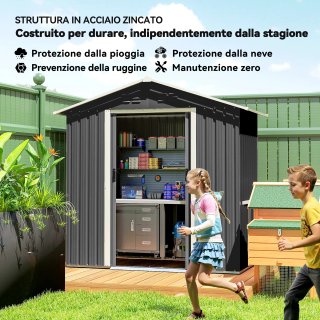 Casetta da Giardino Porta Attrezzi Acciaio Grigio