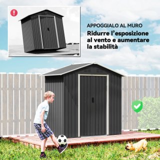 Casetta da Giardino Porta Attrezzi Acciaio Grigio