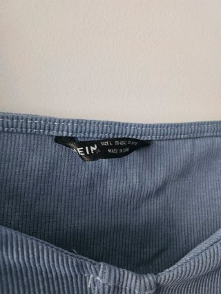 Top Fruncido Azul Manga Larga SHEIN Talla L