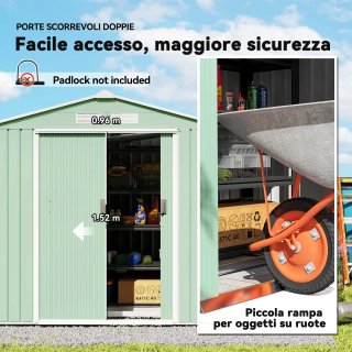 Casetta da Giardino in Lamiera 213x130x185cm Verde
