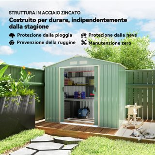Casetta da Giardino in Lamiera 213x130x185cm Verde