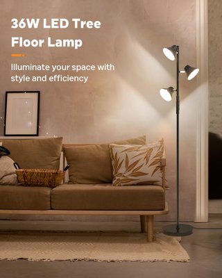 Lámpara Pie LED 3 Focos Regulable Mando