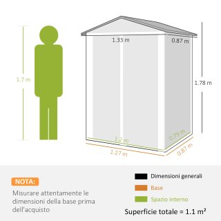 Casetta da Giardino in Acciaio con Doppie Porte
