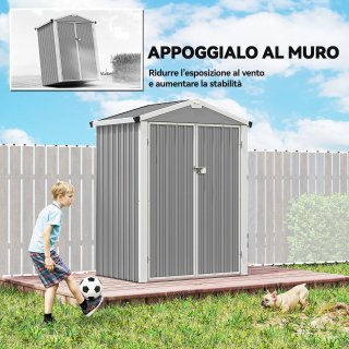 Casetta da Giardino in Acciaio con Doppie Porte