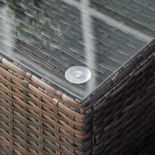 Mesa de Jardín de Vidrio Templado 5Mm Rectangular Exterior Rattan 85 X 50 X 39 Cm Marrón