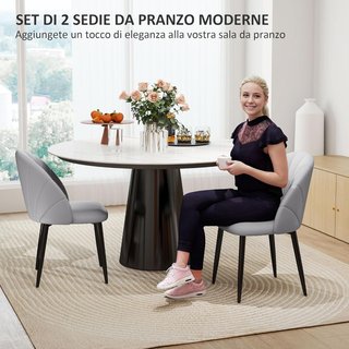 Juego De 2 Sillas De Comedor, Sillas De Cocina Modernas Con Respaldo En Concha Y Patas De Metal, Silla De PU Con Acolchado Para Cocina, Dormitorio, Oficina Y Sala De Estar, Gris Claro