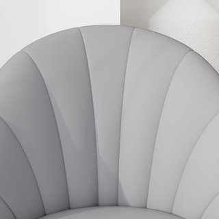 Juego De 2 Sillas De Comedor, Sillas De Cocina Modernas Con Respaldo En Concha Y Patas De Metal, Silla De PU Con Acolchado Para Cocina, Dormitorio, Oficina Y Sala De Estar, Gris Claro