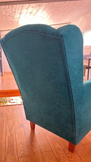 Sillón individual de terciopelo verde azulado