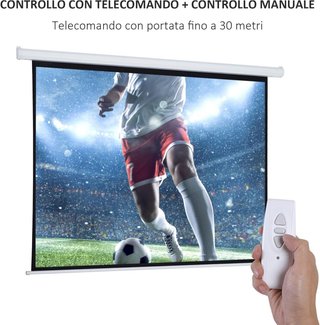 Pantalla de Proyector de 100 Pulgadas Formato 4:3 Ajustable con Control Remoto, Pantalla de Proyección Motorizada Compacta, Instalación en Pared o Techo, 203X152 Cm, Blanca