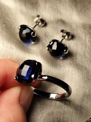 Conjunto bisutería azul y plateado