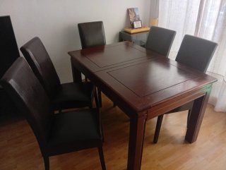 Mesa comedor madera estilo colonia con 5 sillas