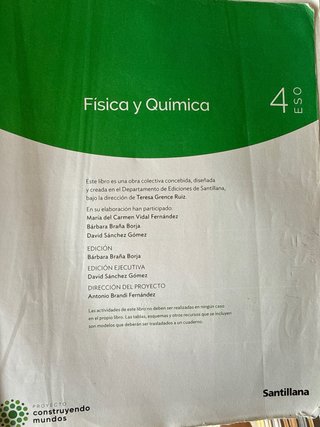Libro de fisica y quimica 4 eso Santillana