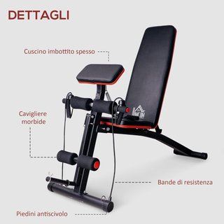 Banco de Gimnasio Plegable, Banco Multifuncional para Abdominales Inclinable con Respaldo Ajustable en 7 Niveles, Máquina de Extensión de Piernas, Cojín, Banda de Resistencia, para Entrenamiento e...