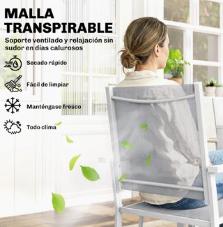 Conjunto de mesa y 6 sillas apilables de jardín