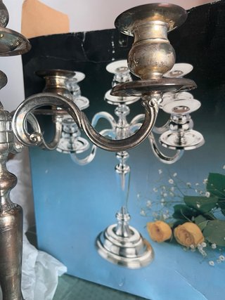 Candelabro de metal plateado vintage