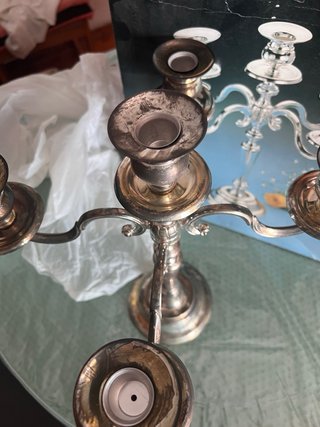 Candelabro de metal plateado vintage