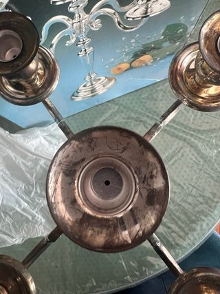 Candelabro de metal plateado vintage