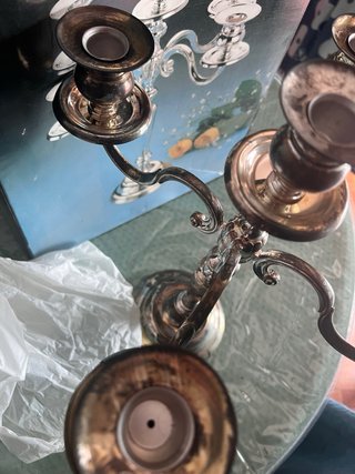 Candelabro de metal plateado vintage