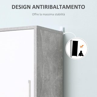 Columna de Baño Con 2 Armarios y 2 Compartimentos Abiertos, Mueble Alto Ahorra Espacio en Efecto Cemento, 30X30X180Cm, Gris
