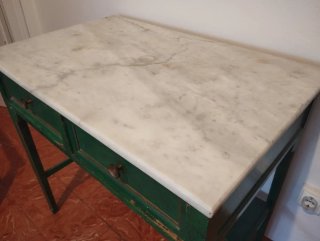 Mesa vintage mármol y madera