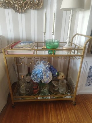 Carrito camarera dorado y cristal