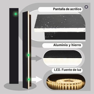 Aplique LED Exterior Negro 125cm IP65 45W