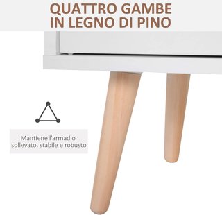 Credenza Moderna Con Armario Y Cajón, Mueble Multiusos De Madera Para Cocina Y Salón, 80 X 29.5 X 96Cm Blanco