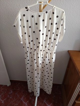 Vestido largo lunares blanco y marrón