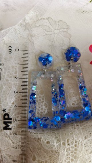 Pendientes resina azul y plata