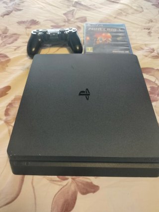 PS4 Slim 1TB + Mando + Juego Minecraft + Cables
