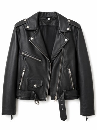 Chaqueta de cuero estilo moto