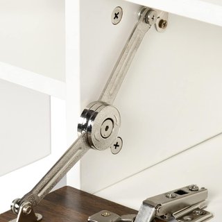 Mueble de TV con estante de pared, estantes abiertos y armario de madera, mueble de TV moderno para sala de estar y dormitorio, blanco y marrón