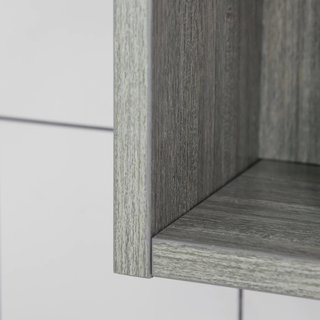Armario Con Espejo de 4 Secciones Con Estantes Regulables, Espejo de Baño en Madera y Vidrio, 90X15X75 Cm, Gris