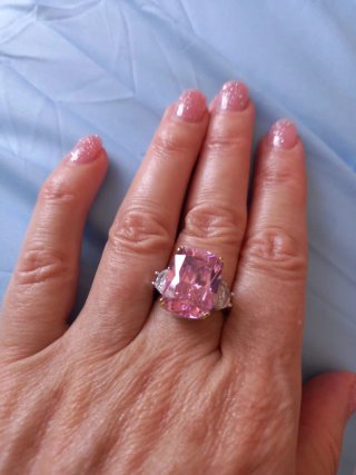 Anello Argento S925 Zirconi Rosa 7 Carati