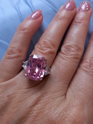 Anello Argento S925 Zirconi Rosa 7 Carati